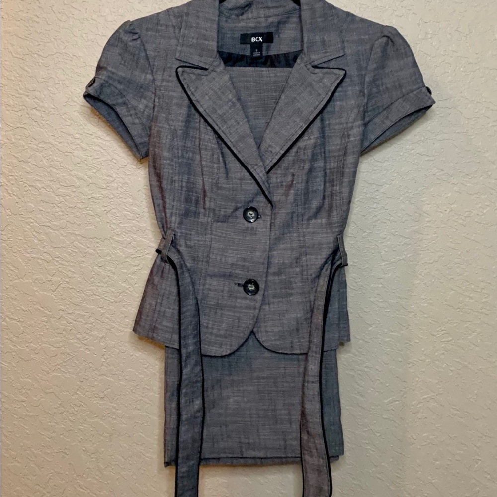 BCX PANTS ONLY straight leg suit gray Sz 1